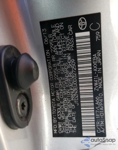 2013 Toyota Prius V z USA, uszkodzony, nr VIN JTDZN3EU0D3272509